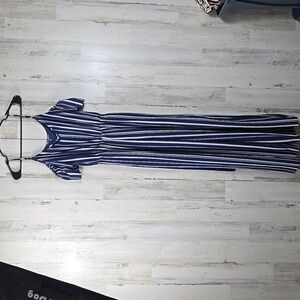 One clothing blue white cold shoulder wide leg jumpsuit women's size XS